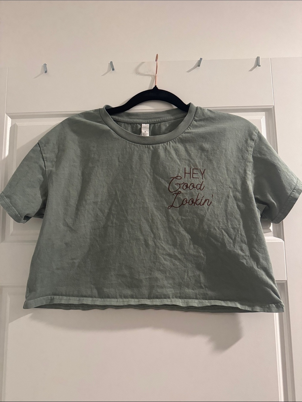 Hey Good Lookin' Sage Crop Tee